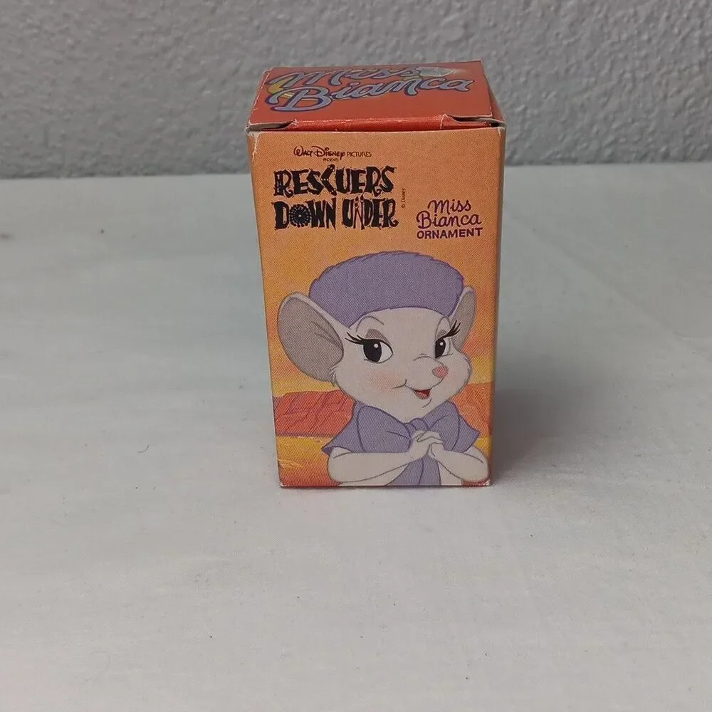 Vintage Disney Ornament 1990 Flocked Rescuers Down Under Miss Bianca 4 inch